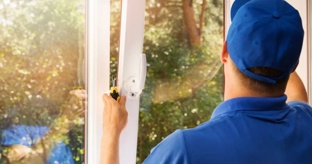 Technician installing energy-efficient window in Council Bluffs, IA home